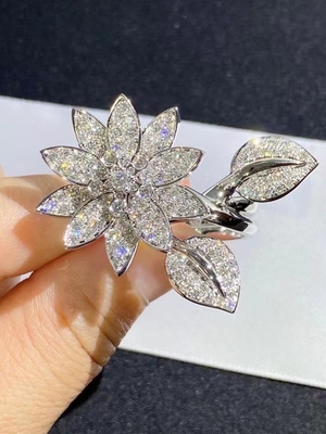 18K Gold Luxury Brand Jewelry Round Shape Diamond Ring For Women