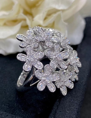 Round White 18K Gold Diamond Ring 16g Total Carat Weight Real Jewelry