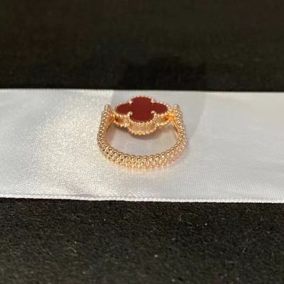 Luxury 18K Gold Ring Heavy VVS Clarity Vintage Four Leaf Clover Ring
