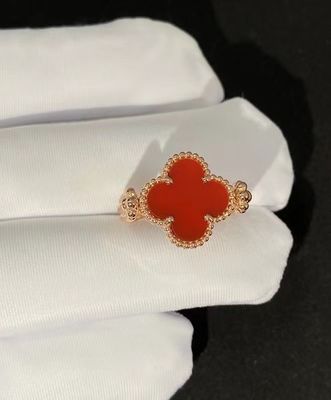 Luxury 18K Gold Ring Heavy VVS Clarity Vintage Four Leaf Clover Ring