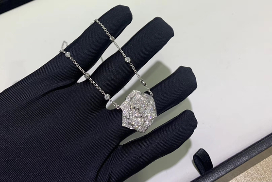 Piaget 18k White Gold With 118 Diamonds 2.86ct Rose Pendant Necklace