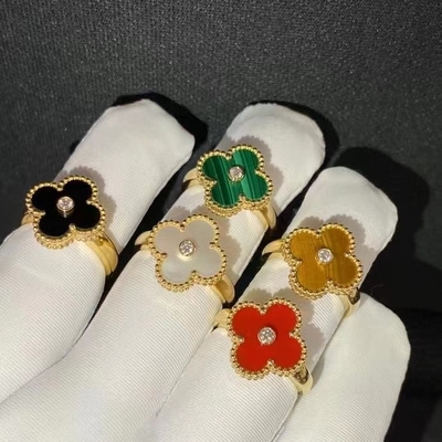 Luksusowy Vintage Diamentowy Pierścień VCA 18k Żółty Złoty Pierścień 1 sztuk