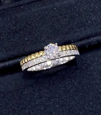 Szlachetne biżuteria Custom 18K złota Diamentowy Pierścień Okrągły Diamentowe Kamienie HK Setting