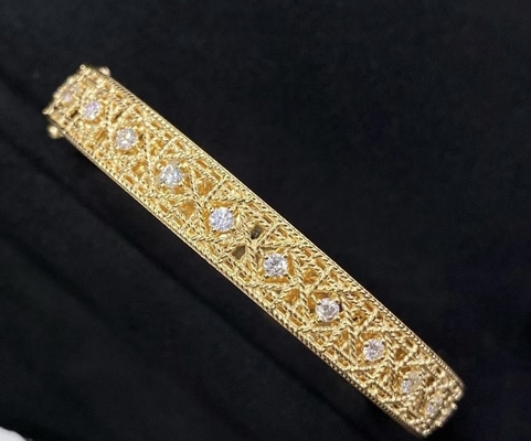 Polerowana wykończenie 18K złota diamentowa bransoletka Prong Setting mistrz biżuterii dostawca