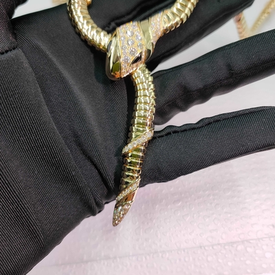 Serpenti 18 Kt Złoty Złoty Naszyjnik Z Diamentami I Czarnymi Oczami Onyksem