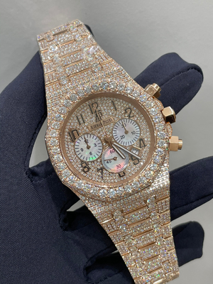 Iced Out Rhinestones Diamentowy kwarc Zegarki ze stali nierdzewnej Hip Hop biżuteria