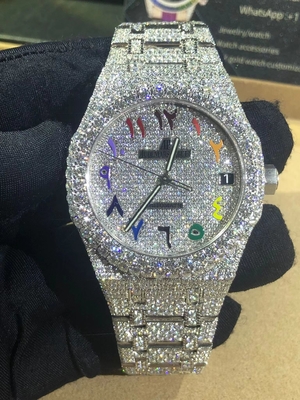 Mężczyźni Kobiety Zegarki Iced Out Bezel Hip Hop VVS Moissanite Diamond Watch Band Luxury