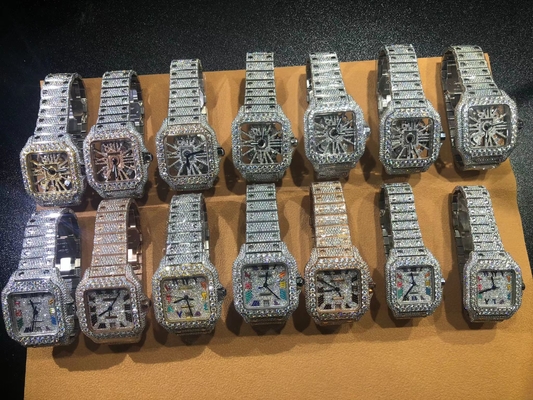 Luxury Design Hip Hop Iced Out Lab Diamenty Moissanite Diamentowy Zegarek
