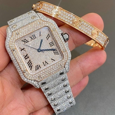 Mężczyźni Kobiety Diamentowe Zamarznięte Zegarki Bling