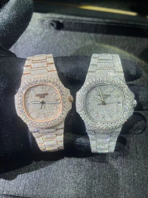 Mechaniczny VVS Moissanite Iced Out Diamentowy Zegarek Szwajcarski Klon Automatyczny Ruch