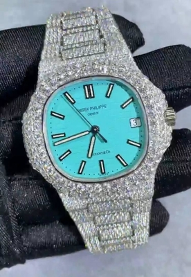 VVS Iced Out Moissanite Watch Automatyczny Tiffany Dial Całkowicie Iced Out Watch